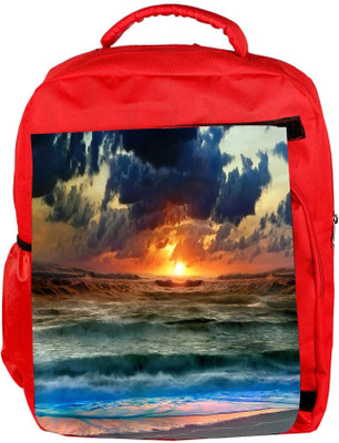 

Snoogg Eco Friendly Canvas Sunset In Sea Designer Backpack Rucksack School Travel Unisex Casual Canvas Bag Bookbag Satchel 5 L Backpack(Red)