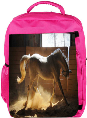 

Snoogg Eco Friendly Canvas White Horse Designer Backpack Rucksack School Travel Unisex Casual Canvas Bag Bookbag Satchel 5 L Backpack(Pink)