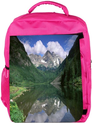 

Snoogg Eco Friendly Canvas Green Mountains Designer Backpack Rucksack School Travel Unisex Casual Canvas Bag Bookbag Satchel 5 L Backpack(Pink)