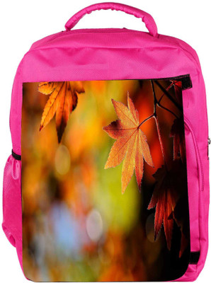 

Snoogg Eco Friendly Canvas Autumn Leaves In Trees Designer Backpack Rucksack School Travel Unisex Casual Canvas Bag Bookbag Satchel 5 L Backpack(Pink)