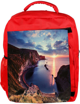 

Snoogg Eco Friendly Canvas Curve Mountain Designer Backpack Rucksack School Travel Unisex Casual Canvas Bag Bookbag Satchel 5 L Backpack(Red)