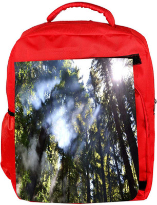 

Snoogg Eco Friendly Canvas Smoked Forest Designer Backpack Rucksack School Travel Unisex Casual Canvas Bag Bookbag Satchel 5 L Backpack(Red)