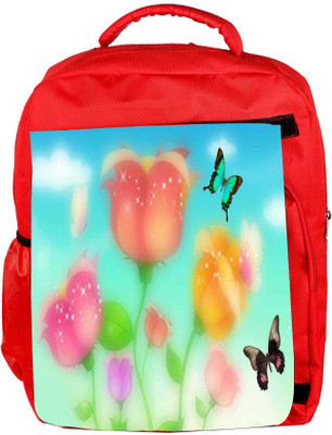

Snoogg Eco Friendly Canvas Sparkling Roses And Butterflies 2700 Backpack Rucksack School Travel Unisex Casual Canvas Bag Bookbag Satchel 5 L Backpack(Red)