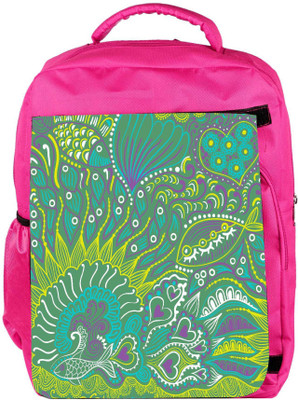 

Snoogg Eco Friendly Canvas Abstract Seamless Texture With Fish Backpack Rucksack School Travel Unisex Casual Canvas Bag Bookbag Satchel 5 L Backpack(Pink)