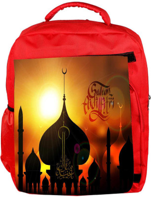 

Snoogg Eco Friendly Canvas Vector Sunset Prayer Silhouettes Translation Aidilfitri Greetings Backpack Rucksack School Travel Unisex Casual Canvas Bag Bookbag Satchel 5 L Backpack(Red)