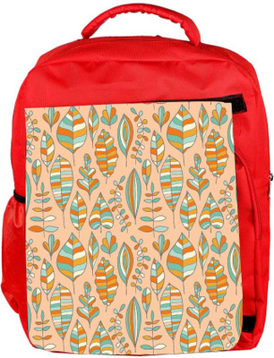 

Snoogg Eco Friendly Canvas Multicolor Cream Leaves Designer Backpack Rucksack School Travel Unisex Casual Canvas Bag Bookbag Satchel 5 L Backpack(Red)