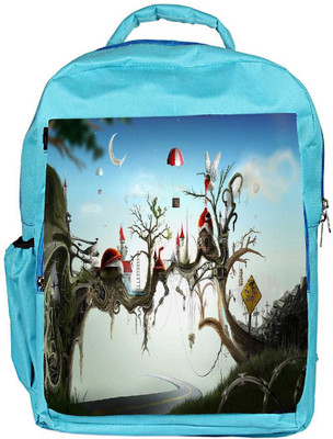 

Snoogg Eco Friendly Canvas Red Roof Small Houses Designer Backpack Rucksack School Travel Unisex Casual Canvas Bag Bookbag Satchel 5 L Backpack(Blue)