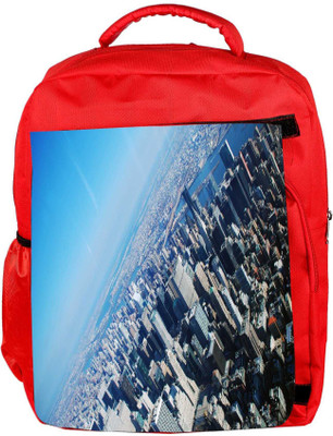 

Snoogg Eco Friendly Canvas New York From The Plane Designer Backpack Rucksack School Travel Unisex Casual Canvas Bag Bookbag Satchel 5 L Backpack(Red)
