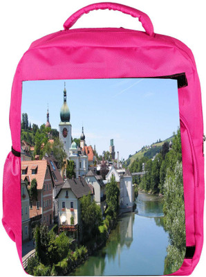 

Snoogg Eco Friendly Canvas River View Scenary Designer Backpack Rucksack School Travel Unisex Casual Canvas Bag Bookbag Satchel 5 L Backpack(Pink)