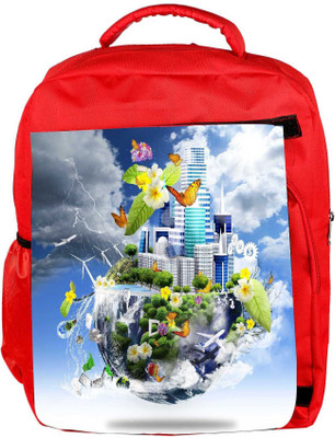

Snoogg Eco Friendly Canvas Half Earth Backpack Rucksack School Travel Unisex Casual Canvas Bag Bookbag Satchel 5 L Backpack(Red)