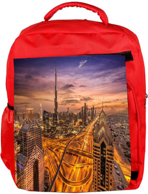 

Snoogg Eco Friendly Canvas Dubai Famous Road Designer Backpack Rucksack School Travel Unisex Casual Canvas Bag Bookbag Satchel 5 L Backpack(Red)