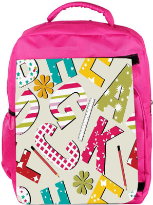 

Snoogg Eco Friendly Canvas Pencil Alphabets Designer Backpack Rucksack School Travel Unisex Casual Canvas Bag Bookbag Satchel 5 L Backpack(Pink)