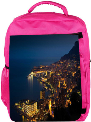 

Snoogg Eco Friendly Canvas Night View Of City Designer Backpack Rucksack School Travel Unisex Casual Canvas Bag Bookbag Satchel 5 L Backpack(Pink)