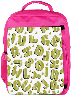 

Snoogg Eco Friendly Canvas Green Alphabets Designer Backpack Rucksack School Travel Unisex Casual Canvas Bag Bookbag Satchel 5 L Backpack(Pink)