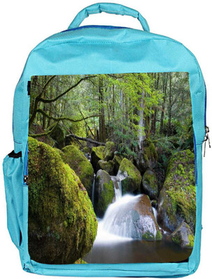 Snoogg Eco Friendly Canvas Water Flowing Throiugh The Stones Designer Backpack Rucksack School Travel Unisex Casual Canvas Bag Bookbag Satchel 5 L Backpack(Blue)