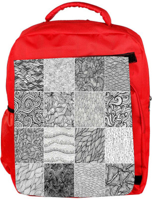 

Snoogg Eco Friendly Canvas Set 3 Sixteen Black And White Wave Patterns Seamlessly Tilingseamless Pat Backpack Rucksack School Travel Unisex Casual Canvas Bag Bookbag Satchel 5 L Backpack(Red)