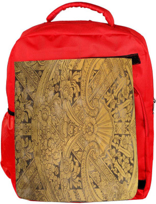 

Snoogg Eco Friendly Canvas Abstract Golden Design Designer Backpack Rucksack School Travel Unisex Casual Canvas Bag Bookbag Satchel 5 L Backpack(Red)