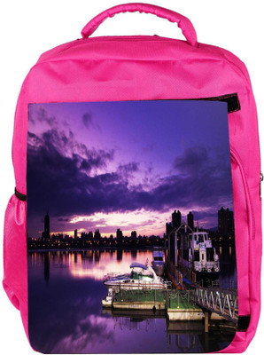 

Snoogg Eco Friendly Canvas Nite Sea View Designer Backpack Rucksack School Travel Unisex Casual Canvas Bag Bookbag Satchel 5 L Backpack(Pink)