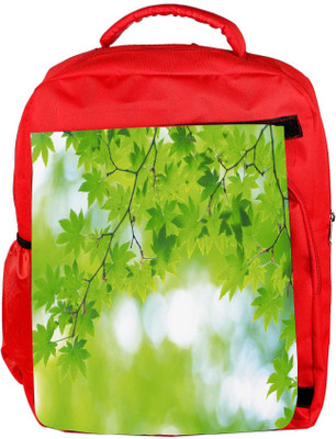 

Snoogg Eco Friendly Canvas Green Leaves Tree Designer Backpack Rucksack School Travel Unisex Casual Canvas Bag Bookbag Satchel 5 L Backpack(Red)