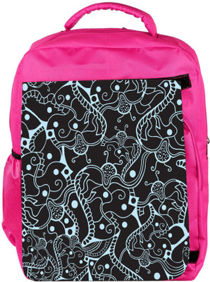 

Snoogg Eco Friendly Canvas Abstract Black Pattern Design Designer Backpack Rucksack School Travel Unisex Casual Canvas Bag Bookbag Satchel 5 L Backpack(Pink)