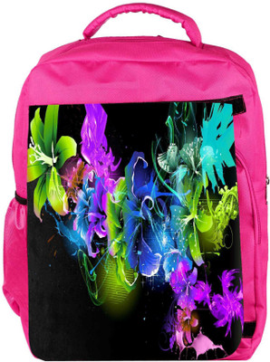 

Snoogg Eco Friendly Canvas Abstract Multicolor Flowers Designer Backpack Rucksack School Travel Unisex Casual Canvas Bag Bookbag Satchel 5 L Backpack(Pink)