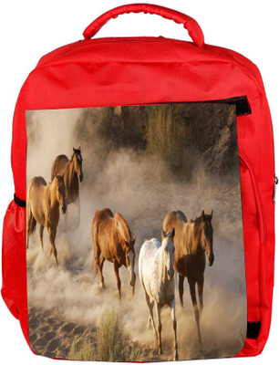 

Snoogg Eco Friendly Canvas Running Horses Designer Backpack Rucksack School Travel Unisex Casual Canvas Bag Bookbag Satchel 5 L Backpack(Red)