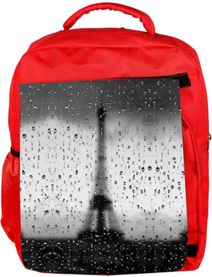 

Snoogg Eco Friendly Canvas Rainy Paris Backpack Rucksack School Travel Unisex Casual Canvas Bag Bookbag Satchel 5 L Backpack(Red)