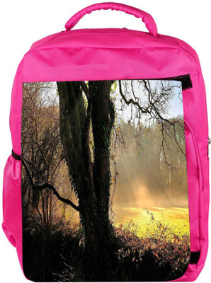 

Snoogg Eco Friendly Canvas Small Garden In Forest Designer Backpack Rucksack School Travel Unisex Casual Canvas Bag Bookbag Satchel 5 L Backpack(Pink)