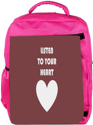 

Snoogg Eco Friendly Canvas Listen To Your Heart Designer Backpack Rucksack School Travel Unisex Casual Canvas Bag Bookbag Satchel 5 L Backpack(Pink)