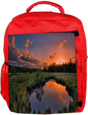 

Snoogg Eco Friendly Canvas Pond In The Garden Designer Backpack Rucksack School Travel Unisex Casual Canvas Bag Bookbag Satchel 5 L Backpack(Red)