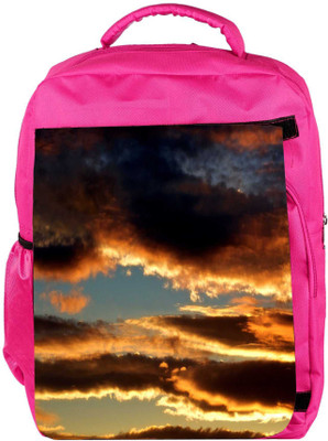 

Snoogg Eco Friendly Canvas Evening Clouds In Sky Background Backpack Rucksack School Travel Unisex Casual Canvas Bag Bookbag Satchel 5 L Backpack(Pink)