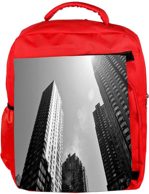

Snoogg Eco Friendly Canvas Building Heights Designer Backpack Rucksack School Travel Unisex Casual Canvas Bag Bookbag Satchel 5 L Backpack(Red)