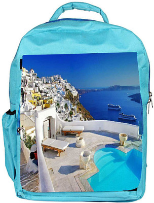 

Snoogg Eco Friendly Canvas White House Beside The Pool Designer Backpack Rucksack School Travel Unisex Casual Canvas Bag Bookbag Satchel 5 L Backpack(Blue)