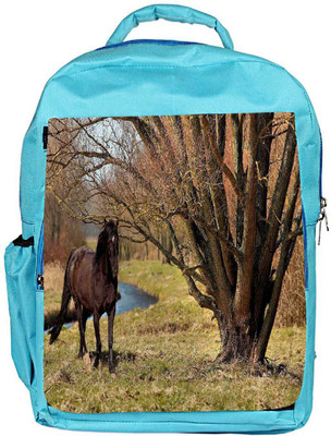 

Snoogg Eco Friendly Canvas Black Horse And Tree Designer Backpack Rucksack School Travel Unisex Casual Canvas Bag Bookbag Satchel 5 L Backpack(Blue)
