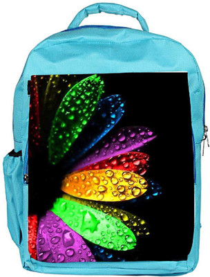 

Snoogg Eco Friendly Canvas Colorful Flowers And Water Droplets Backpack Rucksack School Travel Unisex Casual Canvas Bag Bookbag Satchel 5 L Backpack(Blue)
