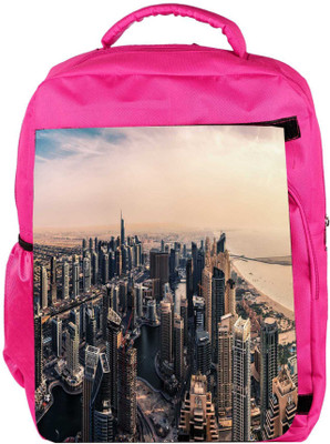 

Snoogg Eco Friendly Canvas Amazing View Of Dubai Designer Backpack Rucksack School Travel Unisex Casual Canvas Bag Bookbag Satchel 5 L Backpack(Pink)