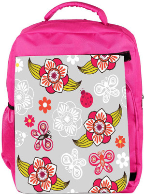 

Snoogg Eco Friendly Canvas Spring Seamless Pattern With Flowers And Ladybirds Backpack Rucksack School Travel Unisex Casual Canvas Bag Bookbag Satchel 5 L Backpack(Pink)