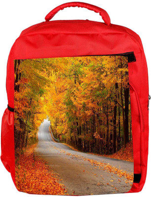 

Snoogg Eco Friendly Canvas Orange Leaves Designer Backpack Rucksack School Travel Unisex Casual Canvas Bag Bookbag Satchel 5 L Backpack(Red)