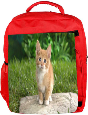 

Snoogg Eco Friendly Canvas Cute Cat Designer Backpack Rucksack School Travel Unisex Casual Canvas Bag Bookbag Satchel 5 L Backpack(Red)