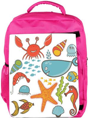 

Snoogg Eco Friendly Canvas Marine Seamless Pattern Backpack Rucksack School Travel Unisex Casual Canvas Bag Bookbag Satchel 5 L Backpack(Pink)