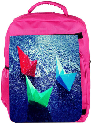 

Snoogg Eco Friendly Canvas Paper Boats Designer Backpack Rucksack School Travel Unisex Casual Canvas Bag Bookbag Satchel 5 L Backpack(Pink)