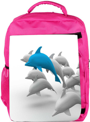

Snoogg Eco Friendly Canvas 3D Dolphins Backpack Rucksack School Travel Unisex Casual Canvas Bag Bookbag Satchel 5 L Backpack(Pink)