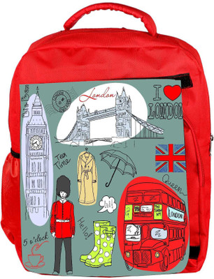 

Snoogg Eco Friendly Canvas London Doodles Backpack Rucksack School Travel Unisex Casual Canvas Bag Bookbag Satchel 5 L Backpack(Red)