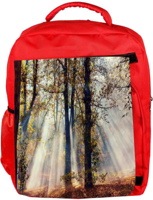 

Snoogg Eco Friendly Canvas White Smoked Forest Designer Backpack Rucksack School Travel Unisex Casual Canvas Bag Bookbag Satchel 5 L Backpack(Red)