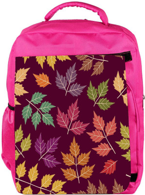 

Snoogg Eco Friendly Canvas A Seamless Pattern With Leaf Backpack Rucksack School Travel Unisex Casual Canvas Bag Bookbag Satchel 5 L Backpack(Pink)