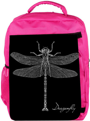 

Snoogg Eco Friendly Canvas Detailed Dragonfly Vector Backpack Rucksack School Travel Unisex Casual Canvas Bag Bookbag Satchel 5 L Backpack(Pink)