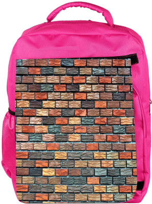 

Snoogg Eco Friendly Canvas Colorful Bricks Designer Backpack Rucksack School Travel Unisex Casual Canvas Bag Bookbag Satchel 5 L Backpack(Pink)