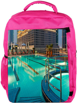 

Snoogg Eco Friendly Canvas Building With Purple Light At Top Designer Backpack Rucksack School Travel Unisex Casual Canvas Bag Bookbag Satchel 5 L Backpack(Pink)