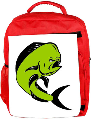 

Snoogg Eco Friendly Canvas Dorado Dolphin Fish Mahi Mahi Jumping Backpack Rucksack School Travel Unisex Casual Canvas Bag Bookbag Satchel 5 L Backpack(Red)