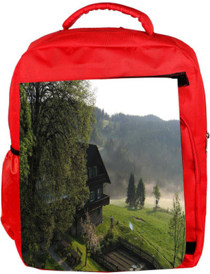 

Snoogg Eco Friendly Canvas Bunglow Near The Lake Designer Backpack Rucksack School Travel Unisex Casual Canvas Bag Bookbag Satchel 5 L Backpack(Red)